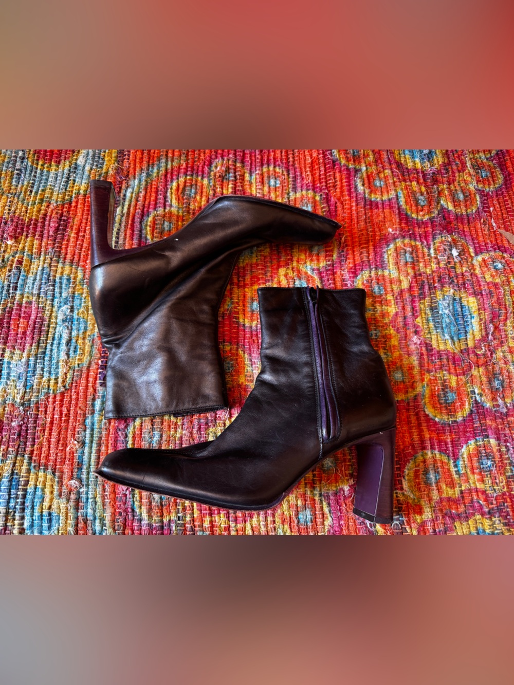 Y2K Vintage Square Toe Ankle Boots Sz 38